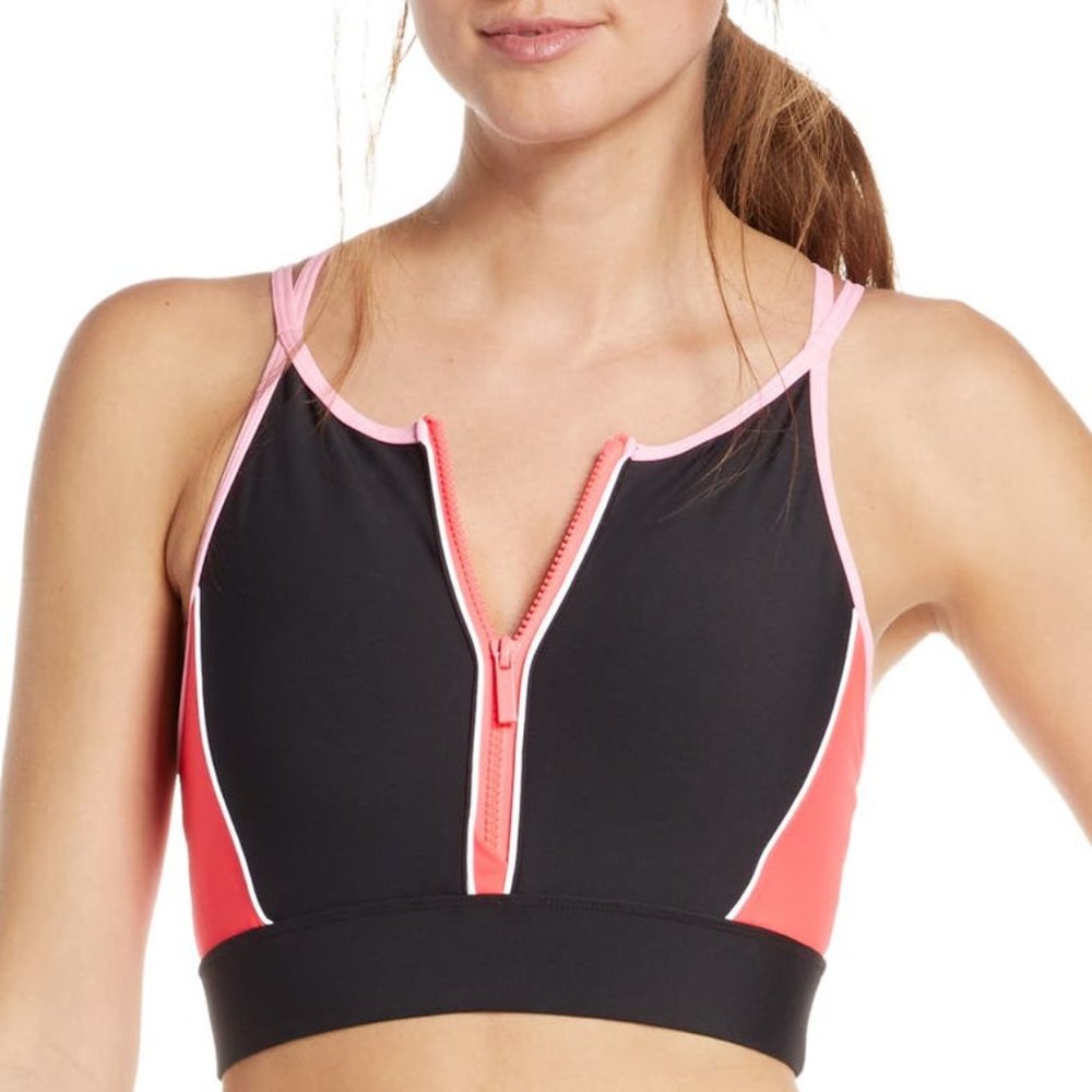 NWT SoulCycle Zip Front Scuba Sports Bra - Size S